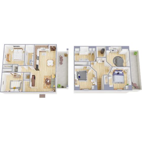 Floor plan for 5 beds, 2 baths, 368 sqft