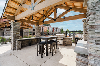 Covered cabana with outdoor kitchen/bbq