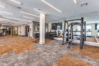 Fitness center with cardio theater, strength equipment, free weights