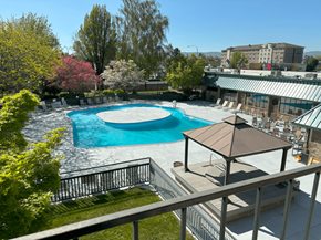 Yakima apartment for rent - 9 North Apartments pool with lounge chairs