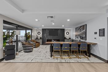 Rooftop lounge with chef's kitchen