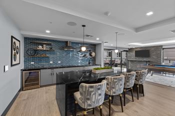 Rooftop lounge with chef's kitchen