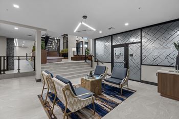 Lobby lounge with fireplace