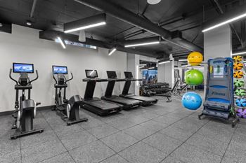 Fitness studio with cardio and free weights