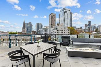 Rooftop deck with firepit