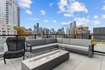 Rooftop deck with firepit