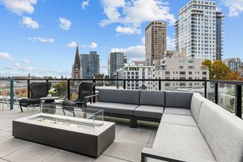 Rooftop deck with firepit