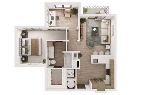 Floor plan for 1 bed, 1 bath, 816 sqft