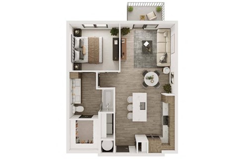 Floor plan for 1 bed, 1 bath, 759 sqft