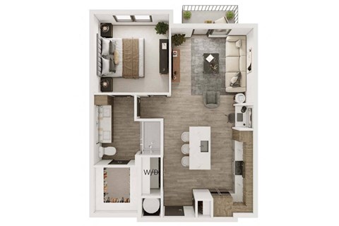 Floor plan for 1 bed, 1 bath, 759 sqft