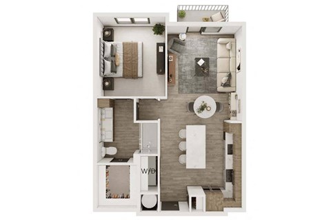 Floor plan for 1 bed, 1 bath, 803 sqft