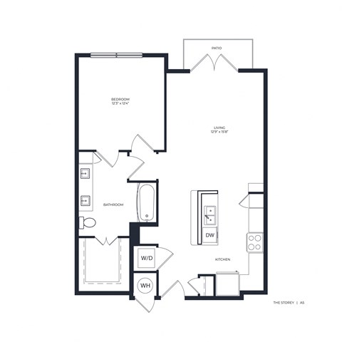 Floor plan for 1 bed, 1 bath, 759 sqft