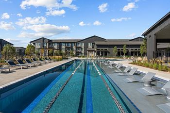 Resort-style swimming pool with infinity edge, sunning ledge and spa