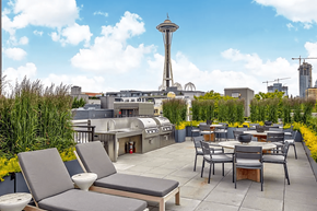 Seattle apartment for rent - Alexan 100 Apartments Rooftop Deck with Lounge Chairs