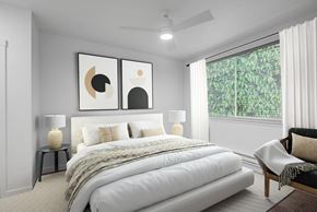 Kent apartment for rent - Alexan Gateway Apartments bedroom with large bed and two nightstands