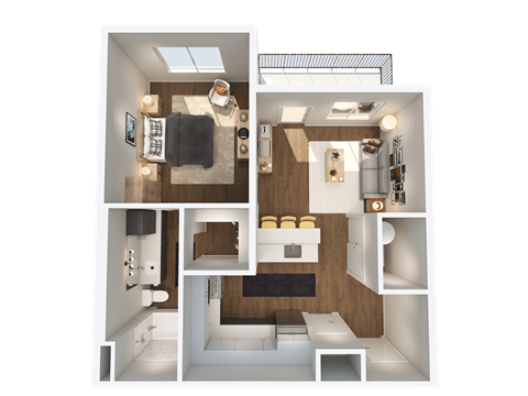 Floor plan for 1 bed, 1 bath, 700 sqft