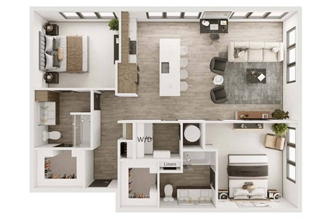 Floor plan for 2 beds, 2 baths, 1322 sqft