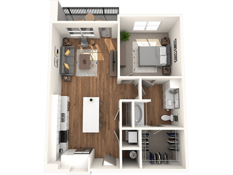 Floor plan for 1 bed, 1 bath, 759 sqft
