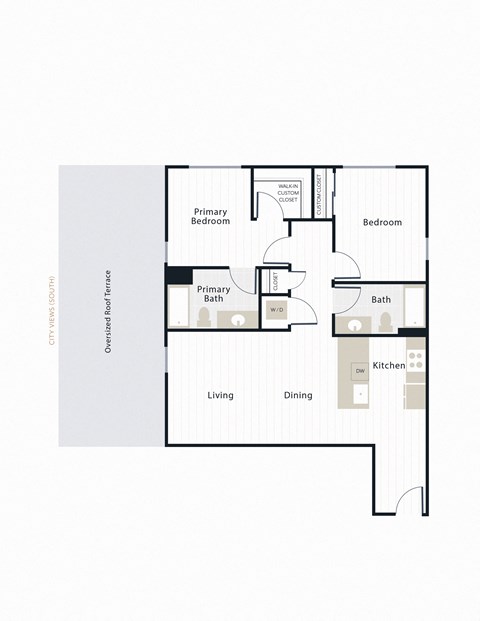 Floor plan for 2 beds, 2 baths, 1011 sqft