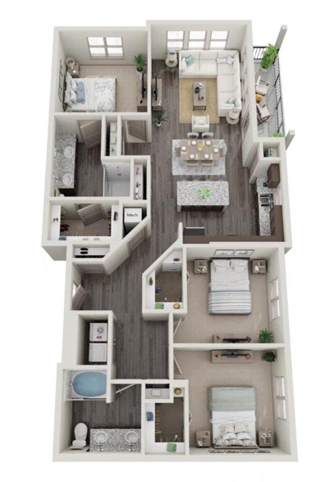 Floor plan for 3 beds, 2 baths, 1472 sqft