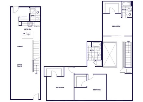 Floor plan for 3 beds, 2.5 baths, 2061 sqft