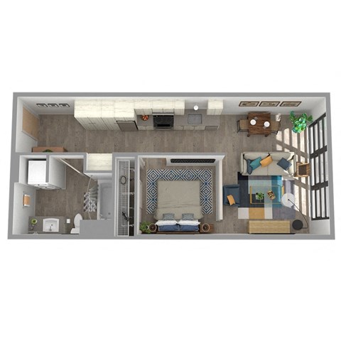Floor plan for 1 bed, 1 bath, 566 sqft