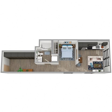 Floor plan for 1 bed, 1 bath, 632 sqft