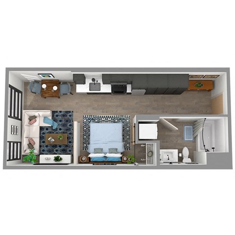 Floor plan for studio, 1 bath, 465 sqft