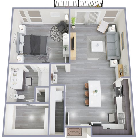 Floor plan for 1 bed, 1 bath, 780 sqft