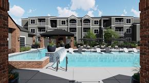 Orem apartment for rent - a rendering of an apartment complex with a pool