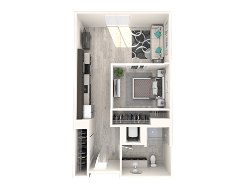 Floor plan for studio, 1 bath, 560 sqft