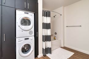 Portland apartment for rent - a washer and dryer in a laundry room