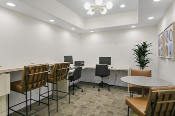 Business center with computers and printer