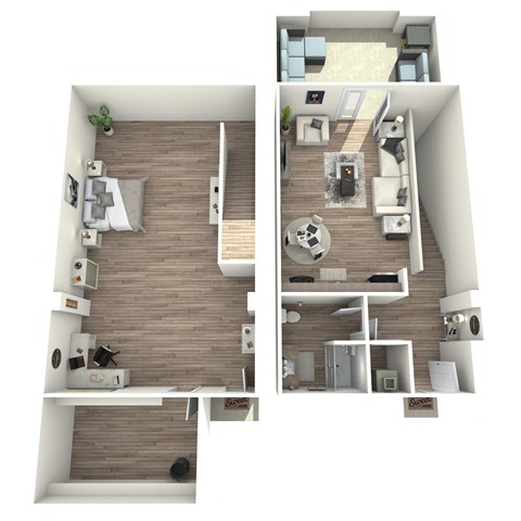 Floor plan for 1 bed, 1 bath, 1508 sqft
