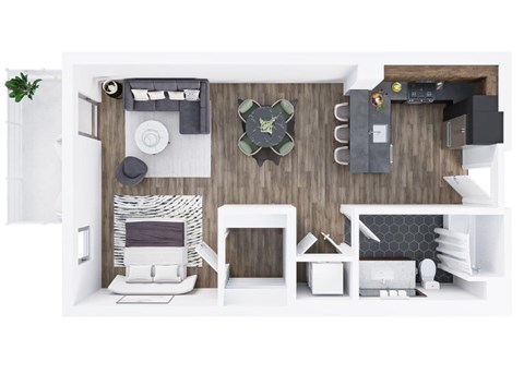 Floor plan for studio, 1 bath, 754 sqft