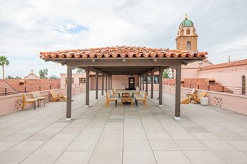 Large roof deck with historic ramada shade