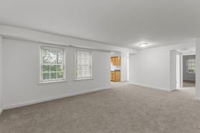 Arlington apartment for rent - A room with a carpeted floor and two windows.