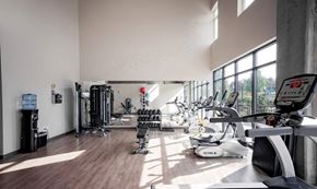 Portland apartment for rent - A gym with a variety of equipment including treadmills, weights, and exercise machines.