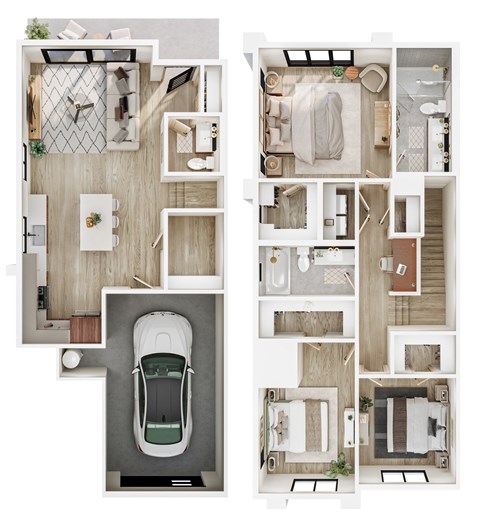 Floor plan for 3 beds, 2.5 baths, 1534 sqft