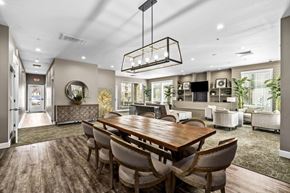 Salem apartment for rent - Community clubhouse with dining and lounge areas at Fruitland Meadow Apartments, Salem, OR