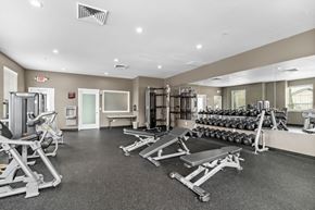 Salem apartment for rent - Fitness center with weights and exercise equipment at Fruitland Meadow Apartments, Salem