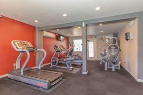 Tucson apartment for rent - A gym with treadmills, elliptical machines, and a weight machine.