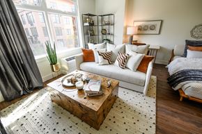 Portland apartment for rent - a living room with a couch and a coffee table
