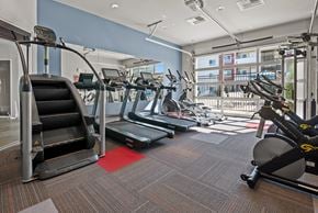 Pasco apartment for rent - a gym with treadmills and other exercise equipment in a building with a balcony