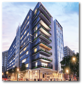 Silver Spring apartment for rent - A tall building with balconies on the second and third floors.