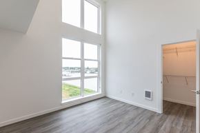 Portland apartment for rent - Harbor Sky Bedroom with Large Windows and Attached Walk-In Closet