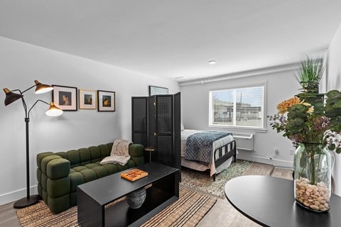 Floor plan for studio, 1 bath, 266 sqft