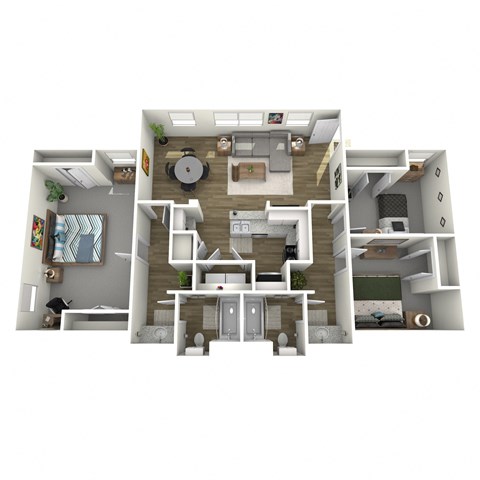 Floor plan for 3 beds, 2 baths, 1100 sqft