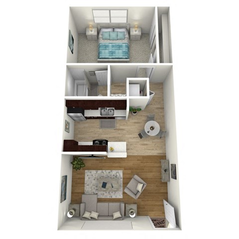 Floor plan for 1 bed, 1 bath, 625 sqft