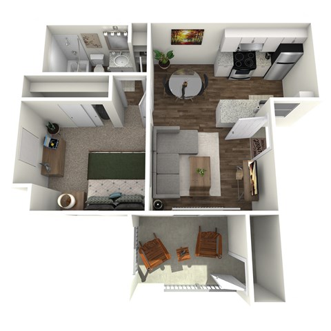 Floor plan for 1 bed, 1 bath, 473 sqft